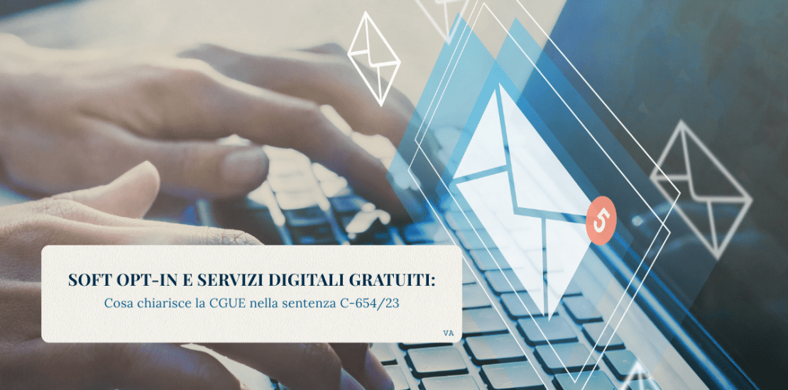 Interfaccia digitale con icone di e-mail in sovrimpressione su una tastiera, a richiamo dei servizi online e delle comunicazioni elettroniche.