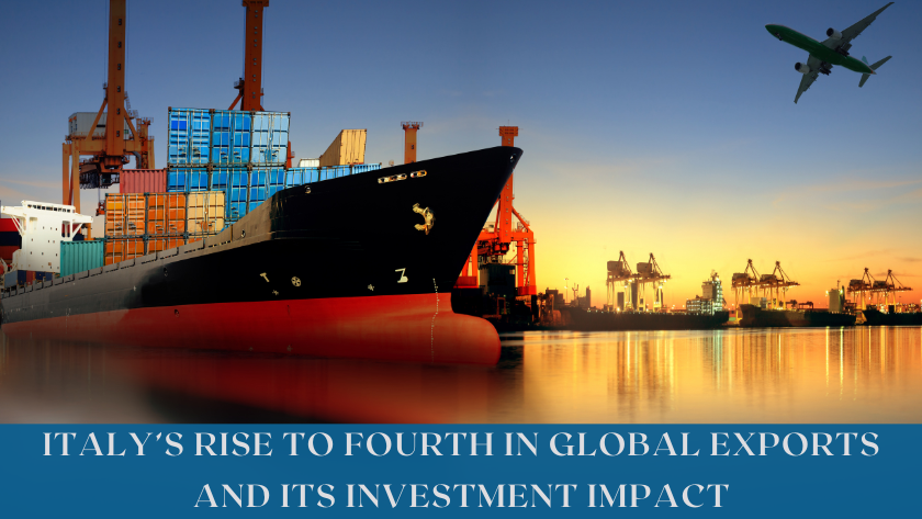 Italy surpasses Japan to become the world’s fourth-largest exporter, highlighting growth in manufacturing, SMEs, and global trade competitiveness.