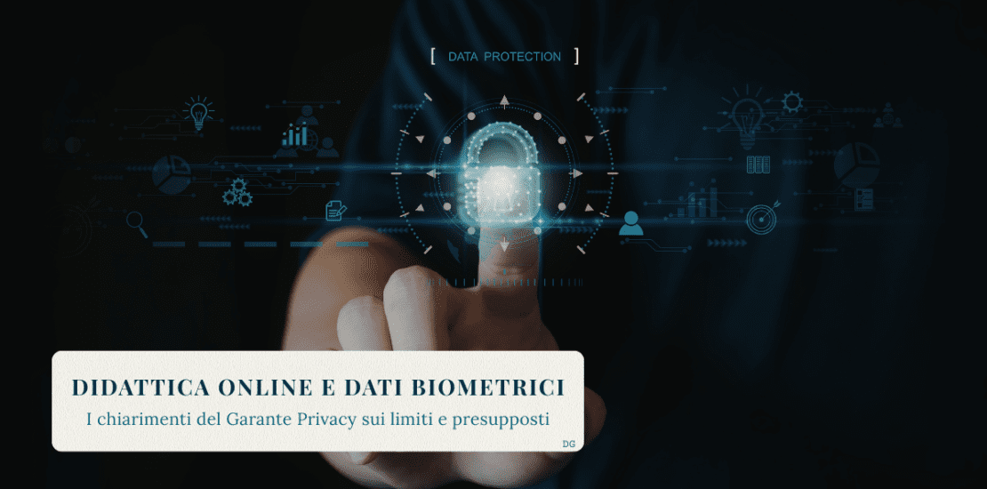 Rappresentazione del riconoscimento biometrico e protezione dei dati nel contesto della didattica online