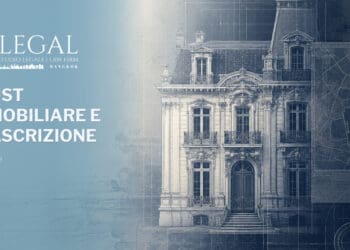 Copertina dell’articolo “Trust immobiliare e trascrizione” di Alessandro Cassese, con la facciata di un edificio sovrapposta a una planimetria catastale.