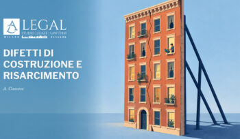 Copertina «Difetti di costruzione e risarcimento», di A. Cassese: facciata lesionata sorretta da puntelli, come una quinta teatrale.